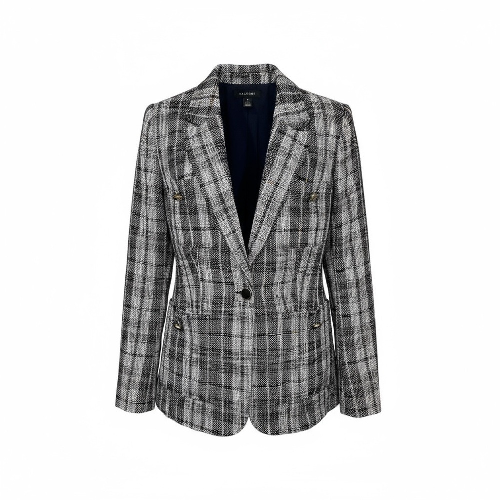 HALOGEN NAVY- BLACK LIBBIE TWEED BLAZER Size Medium EUC